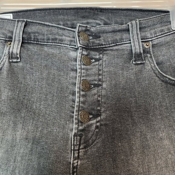 Gap True Skinny Mid Rise Black Jeans Button Zipper Raw Hem Pant Legs Size 34/18R - Picture 5 of 13